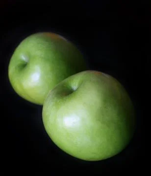 Two green apples Stock Photos