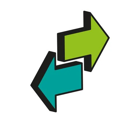 Two green arrows pointing in opposite directions Stock Illustration
