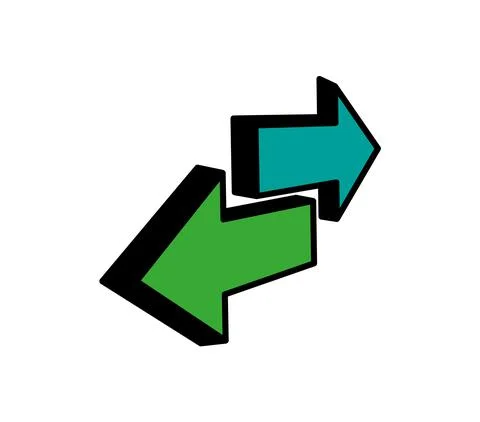 Two green arrows pointing in opposite directions Stock Illustration