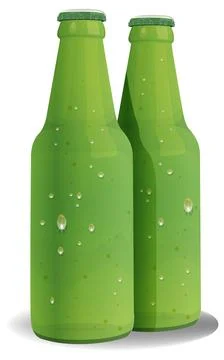 Two Green Bottles with Condensation Ilustração Stock