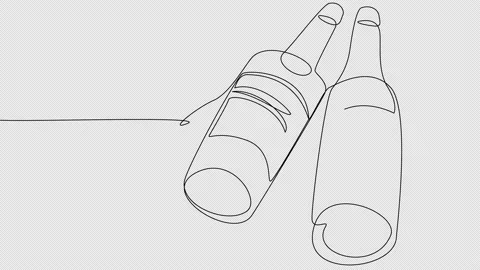 Two green bottles of wine with a label. Stock Footage 204160836