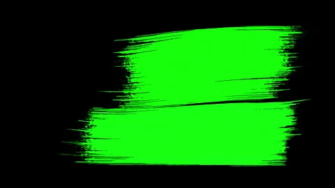 Two green brush strokes intersect on a black background, designed for chroma key Stockbeeldmateriaal 283521493