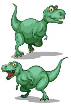 Two green dinosaurs on white Stock Illustration