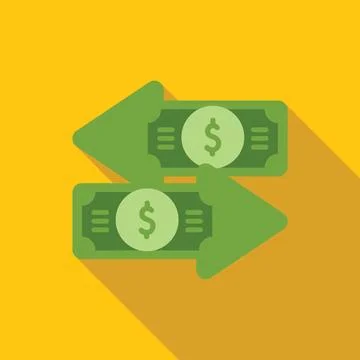 Two green dollar banknotes forming a rotating arrows symbol Stock Illustration
