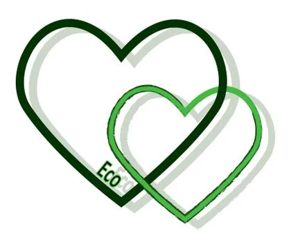 Two Green Hearts Illustration