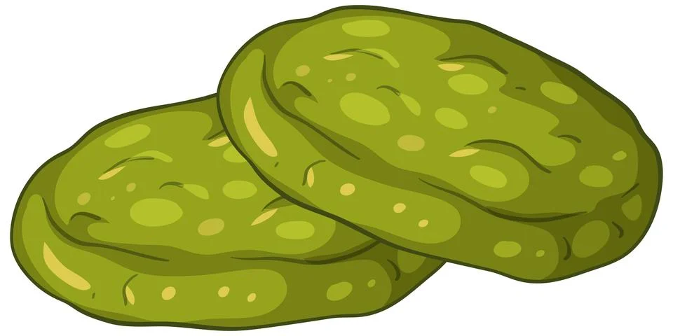 Two Green Matcha Cookies Vector Illustration on White Background Stock Illustration
