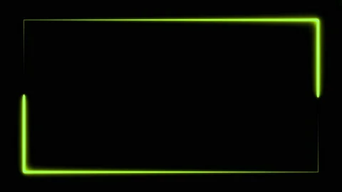 Two green neon lines moving and constituting rectangle frame over the screen Stock Footage 147725419