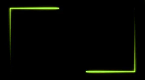 Two green neon lines moving and constituting rectangle frame over the screen Stock Illustration