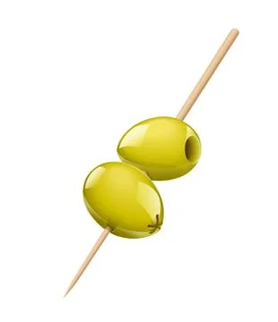 Two green olive with stick Stock Illustration