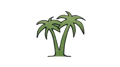 Two green palm trees standing together in a simple illustration Stockillustratie