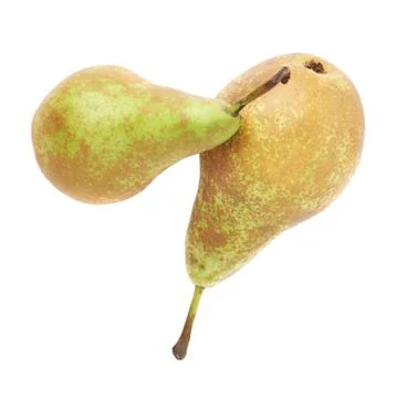 Two green pears composition isolated Stock Photos