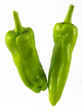 Two green peppers Foto stock