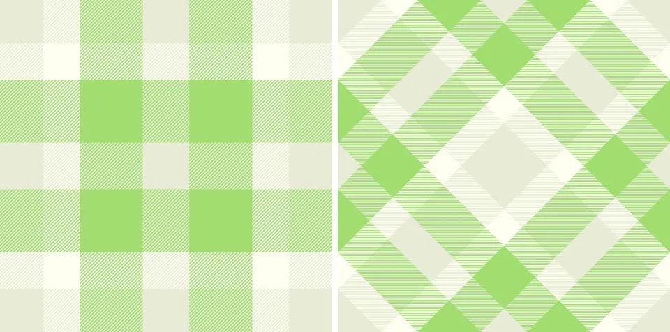 Two green plaid patterns side by side. Represents freshness, spring, or a pas Stock Illustration