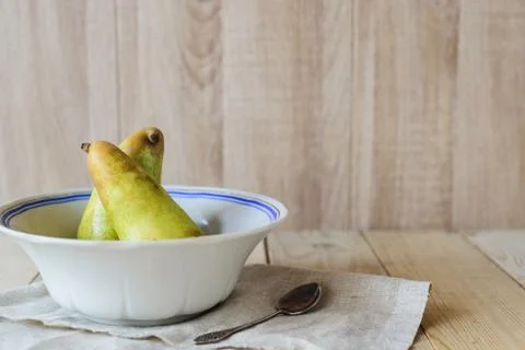 Two green ripe pears Stock Photos