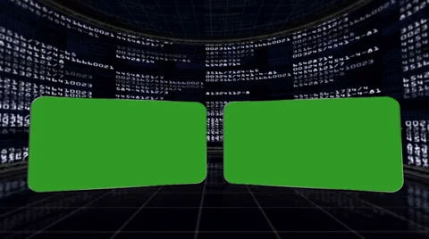 Two Green Screen Monitors in Numbers Room,, with Alpha Channel Stock Footage 34177831