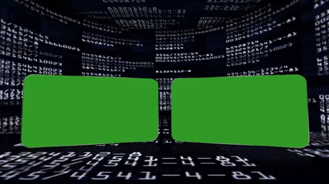 Two Green Screen Monitors in Numbers Room,, with Alpha Channel Stock Footage 34184859