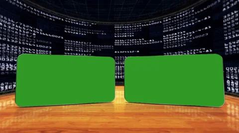 Two Green Screen Monitors in Numbers Room,, with Alpha Channel Stock Footage 34194397