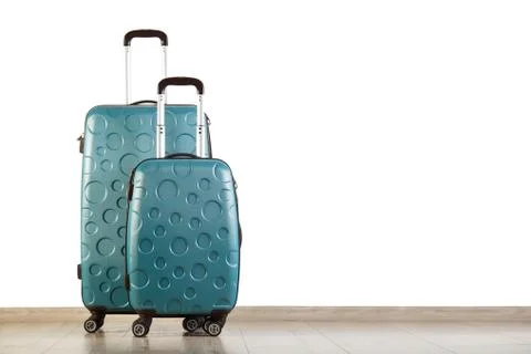 Two green suitcases Stock Photos
