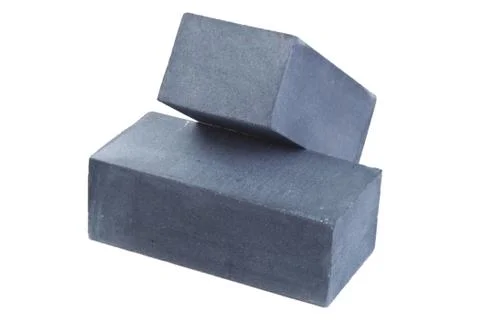 Two grey ceramic bricks at the white background, isolated Stock Photos