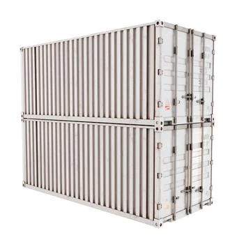 Two Grey Delivery Cargo Containers. Shipping Container. Realistic 3D Render Stock Illustration