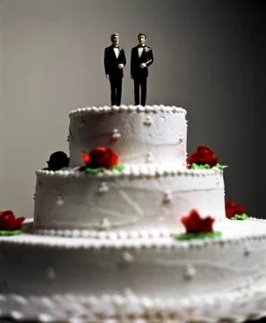 Two Grooms Wedding Cake Topper Stock Photos
