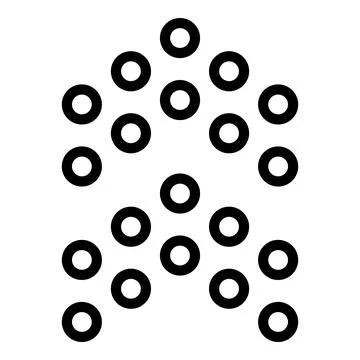 Two groups of circles forming triangular shapes on white background Stockillustratie