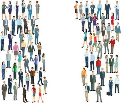 Two groups crowds, diversity Stock Illustration