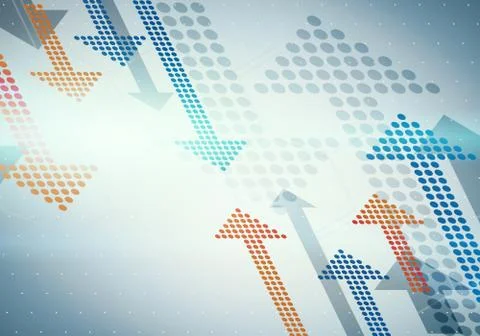 Two groups of dotted arrows moving opposite each other Stock Illustration