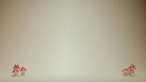 Two groups of red mushrooms on beige background with empty space 库存插图