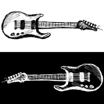 Two guitars, black and white Stock Illustration