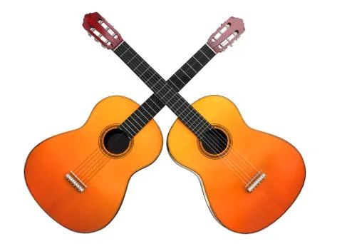 Two guitars crossed - 3D Illustration Stock Illustration