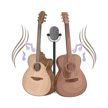 Two guitars with microphone Stock Illustration