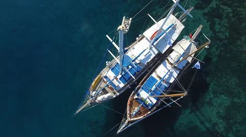Two gulets moored to the shore Stock-Footage 56243285