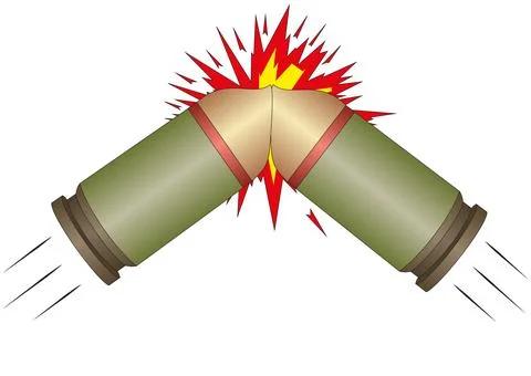 Two gun colliding cartridges Stock Illustration