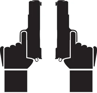 Two guns in the hands Stock Illustration