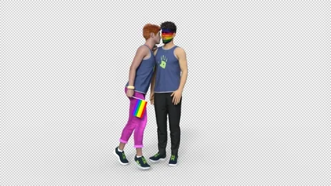Two guys are standing side by side ,animation , transparent background Stock Footage 169497275