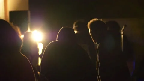 Two Guys Dancing at a Party in the Dark Stock Footage 219963772