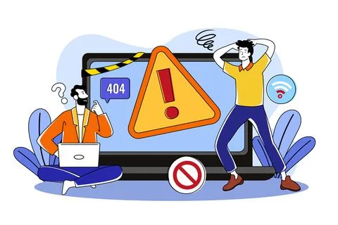 Two guys ran into a warning error Illustrazione stock