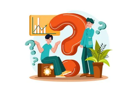 Two guys think about a question Stock Illustration