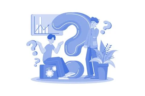 Two Guys Think About A Question Stock Illustration