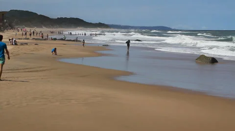 Two guys walking on Kwazulu-Natal North Coast Beach Stock Footage 33473473