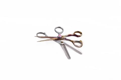 Two hairdressing scissors Stock Photos