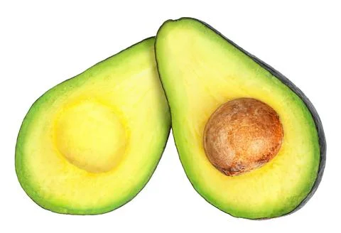 Two half avocado isolated Stock Photos