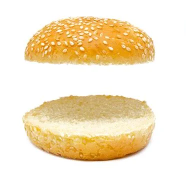 Two half of burger bread isolated on white Stock Photos