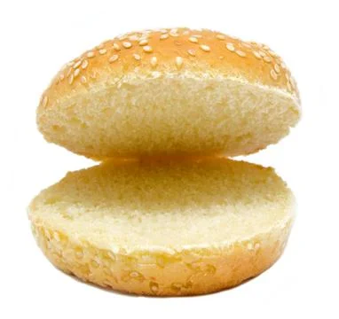 Two half of burger bread isolated on white Stock Photos