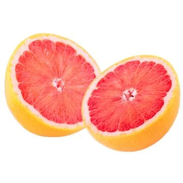 Two half grapefruit isolated on white background with clipping path Stock Photos