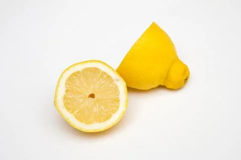 Two half lemon fruit isolated on white Stock Photos