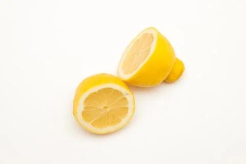 Two half lemon fruit isolated on white Stock Photos