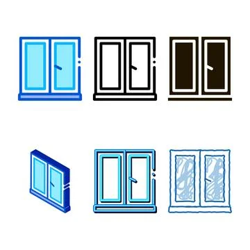 Two-half window icon vector stylized outline Stock Illustration