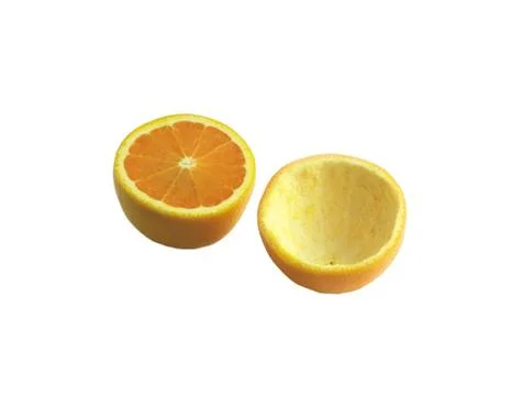 Two halfs of orange Stock Photos